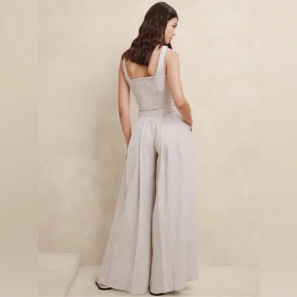 BANANA REPUBLIC LINEN-BLEND PALAZZO PANT - Picture 10 of 11